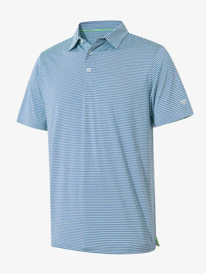 3D visualization of Cooling Stripe Golf Shirt in GREEN ASH STRIPE, emphasizing stripe pattern and texture