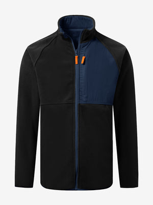 3D rendering of reversible fleece jacket with 5 pockets in black