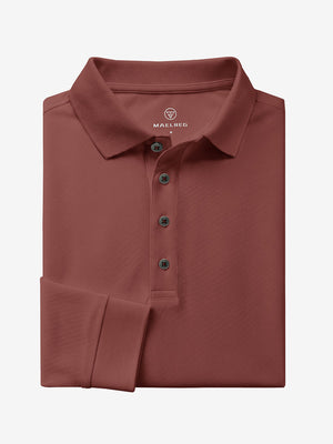 Solid Cotton Blend Collared Long Sleeve Polo