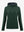 3D front view of women's lightweight hoodies pullover in forest green, showing clean and sporty look.