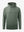 3D front view of youth long sleeve hoodied with kangaroo pocket in olive green, showing clean design.