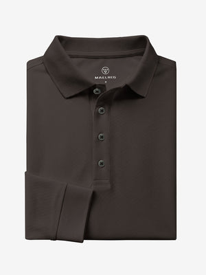 Solid Cotton Blend Collared Long Sleeve Polo