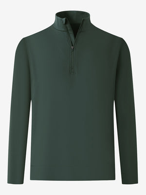 Ultra-Soft Brushed Fleece Lining Quarter Zip Sweatshirt in forest green, 3D product view