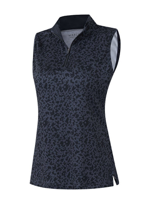 Women's Sleeveless Q-Zip Print Golf Shirts