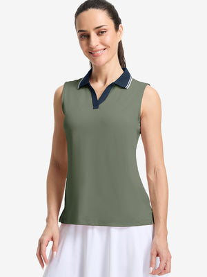 Women's Collared V Neck Quick Dry Tank Tops