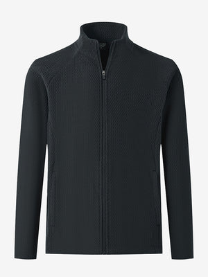 3D front view of soft winter fleece jackets in black, showing cozy texture and clean design.