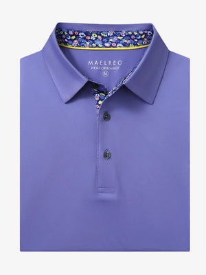 Folded Bluish Violet Everyday Classic Solid Polo neatly laid out for display