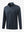 Front 3D view of jacquard quarter zip pullover in grey/navy, showing its textured fabric design.