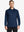 Front half-body view of model wearing NAVY Long Sleeve Solid Jersey Polo