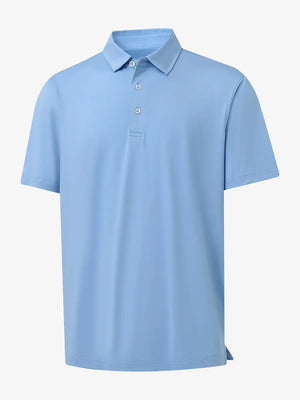 3D view of Everyday Solid Jersey Polo in LIGHT BLUE, highlighting smooth design and perfect fit.