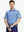 MAELREG Men's Performance Jersey Print Polo in Blue Small Leaf – front half-body with golf pose
