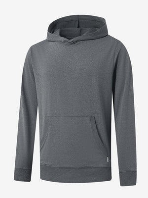 3D front view of the Athletic Golf Hoodie in Black Grey Heather, designed for comfort and performance.