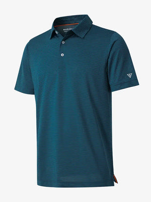Performance Cooling Polo – 3D product view in Turquoise Stripe for kids