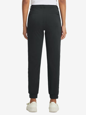 Back view of Women's Ultra-stretch Quick Dry Sweatpants with Ankle Zips in black