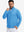 Model front upper body wearing Fleece lined golf quarter zip with sleek sky blue look