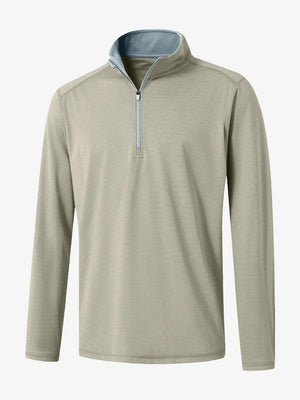 3D rendering of the Pinstripe Quarter Zip Pullover showcasing structure and design – DARK KHAKI MELANGE
