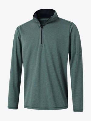 3D rendering of the Pinstripe Quarter Zip Pullover showcasing structure and design – DARK GREEN MELANGE