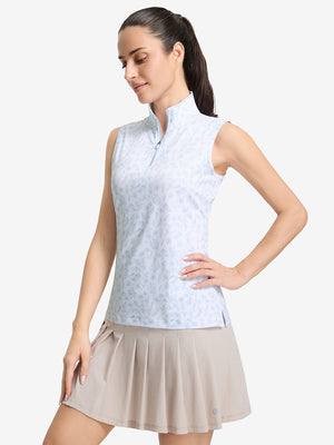 Women's Sleeveless Q-Zip Print Golf Shirts