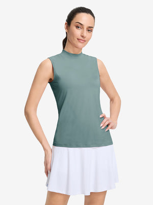 Women's Moisture-Wicking Mock Neck Sleeveless Golf Tops
