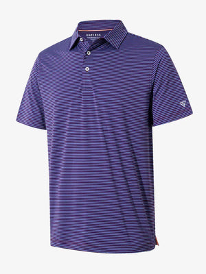 Performance Cooling Polo – 3D product view in Plum Blue Stripe for kids