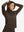 Model holding hoodie cap with both hands, wearing women's lightweight hoodies pullover in coffee brown.