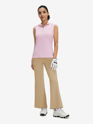 Pantalones de golf elásticos de cintura alta para mujer con bolsillos