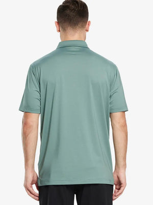 Back half-body view of male model wearing the Beryl Green Everyday Classic Solid Polo