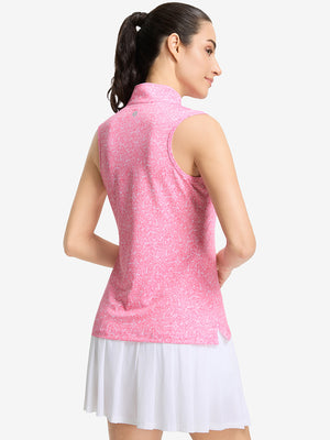 Women's Sleeveless Q-Zip Print Golf Shirts