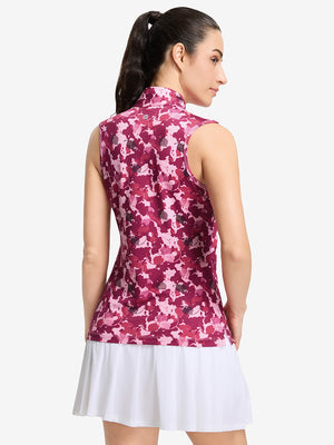 Women's Sleeveless Q-Zip Print Golf Shirts