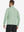 Back view of model wearing quarter zip melange pullover beryl green melange.