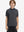 Front upper body of model wearing trendy boys stripe polo shirts, casual fit in dark grey stripe