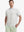 Model wearing Khaki Neutral Grey Stripe Performance Stripe Golf Shirt – front half-body pose