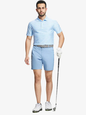 Model wearing Light Blue shorts, right hand in pocket – 7 Inch inseam
