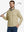 Model holding golf club, dressed in Golf Fleece Thermal Winter Jacket in Light Khaki, sporty design.