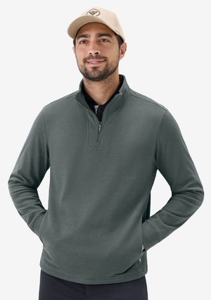 Heather Brushed Rib Knit Quarter Zip with 2 Pockets