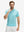 Front waist-up shot of model wearing misty blue ultra-light quick dry moisture wicking collared polo shirt