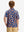 Back half-body of boy in hot dog performance print boys golf polo