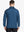 Back half-body view of model wearing BLUE Long Sleeve Solid Jersey Polo