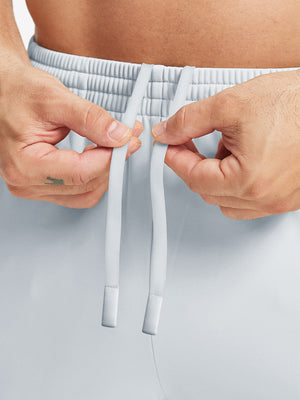 Front waistband detail of Water Resistant Comfy Fleece Golf Joggers in misty grey