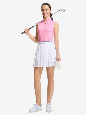 Women's Sleeveless Q-Zip Print Golf Shirts