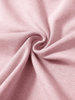 Fabric close-up showing the material of pink two tone pique cotton blend q-zip.