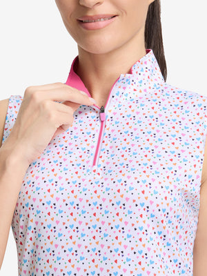 Women's Sleeveless Q-Zip Print Golf Shirts