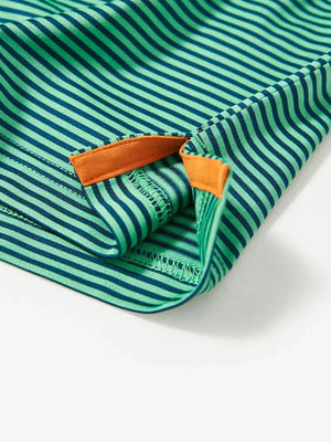 Hem slit detail – Green Stripe Performance Cooling Polo for youth