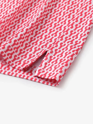 Close-up of side hem slit on RED LOBSTER polo crafted for breathability and comfort