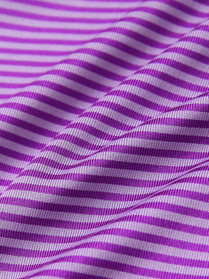 Fabric detail of Performance cooling polo - youth with breathable feel in lilac stripe