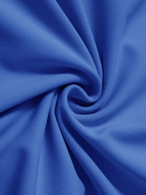 Fabric close-up of dry fit stretchy sweatshirts hoodies, soft knit texture with breathable feel in klein blue