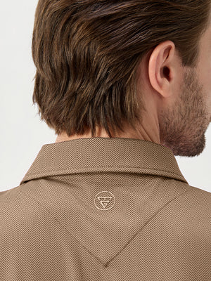 Moisture Wicking Long Sleeve Herringbone Polo Shirts