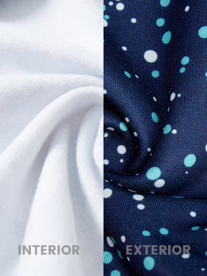 Fabric close-up of trendy print fleece hoodies, plush texture with warm polka dots feel