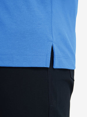 Detail shot of the hem on the cabana swim comfy cotton blend polo shirt with pocket, emphasizing the bottom edge design