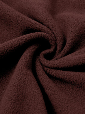 Fabric close-up of Polar fleece q-zip hooded with 3 pockets showing soft texture in wine red